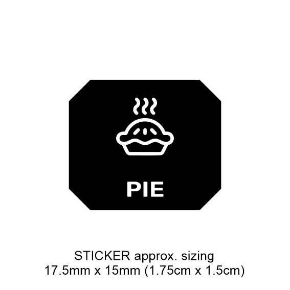 Black and white sticker with pie icon and text on a white background suitable to customise your switch panel