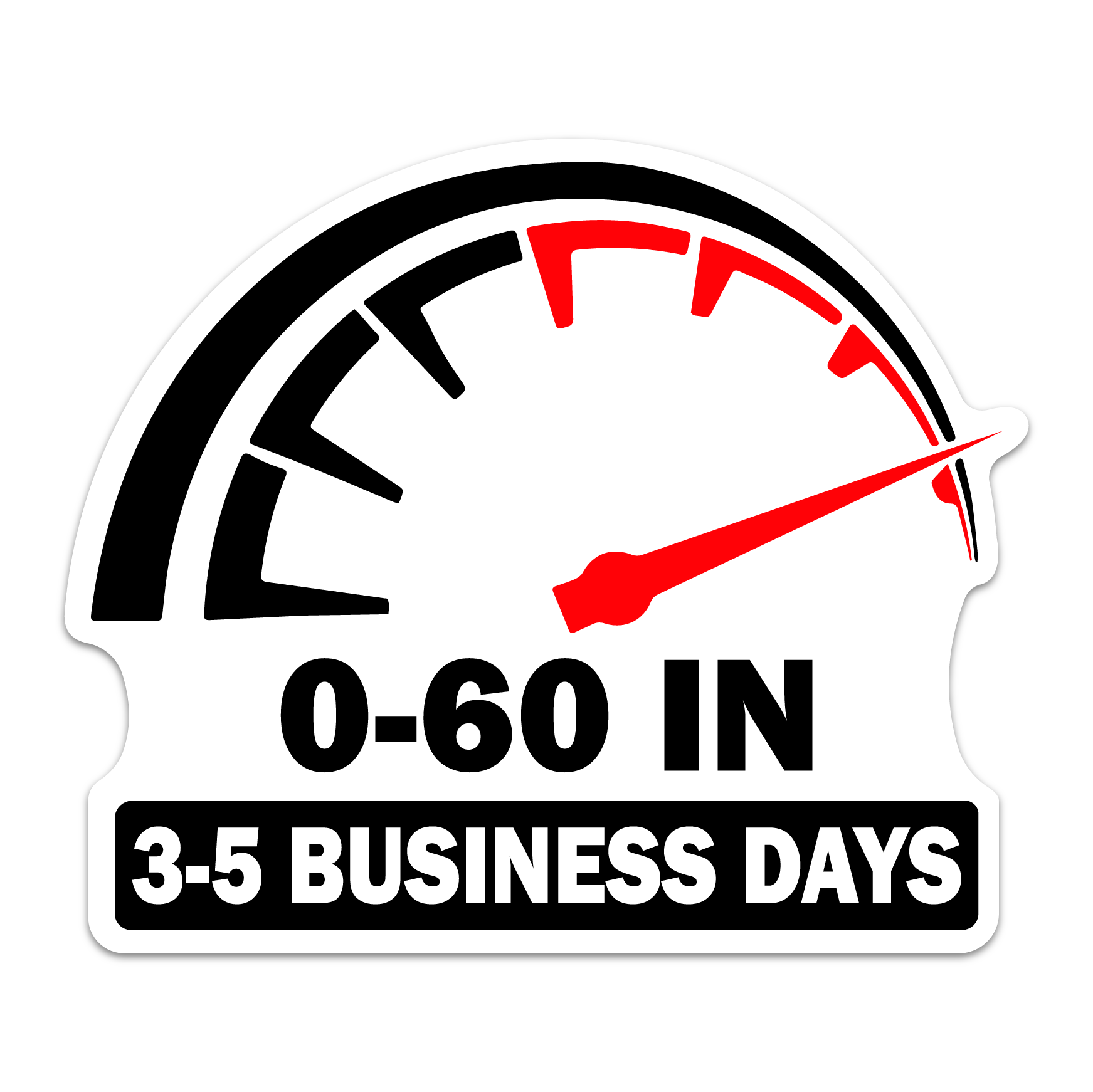 0-60 IN 3-5 BUSINESS DAYS STICKER