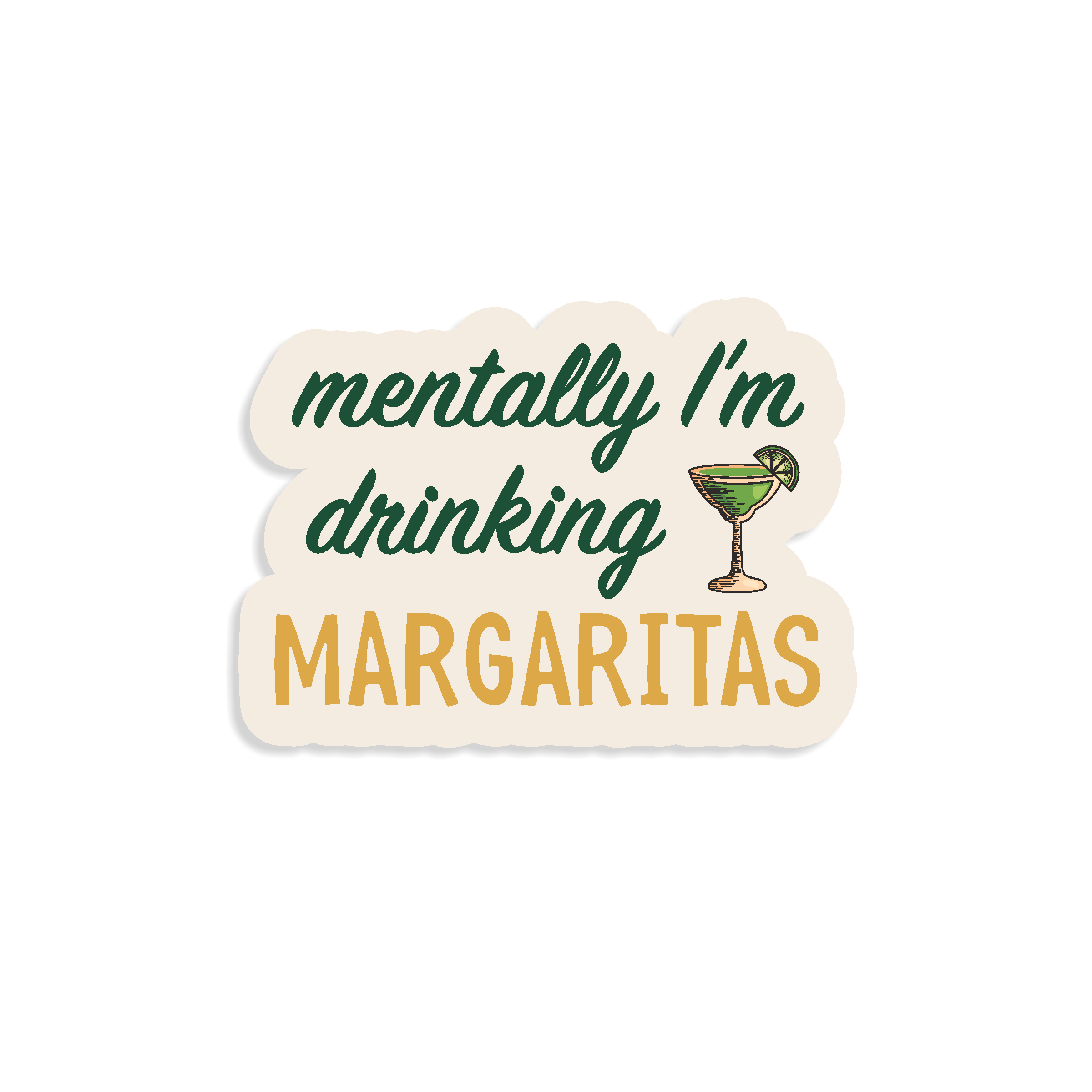 Mentally I'm Drinking Margaritas Sticker