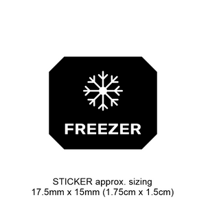Black and white freezer label with snowflake icon and text on a white background suitable to customise your switch panel