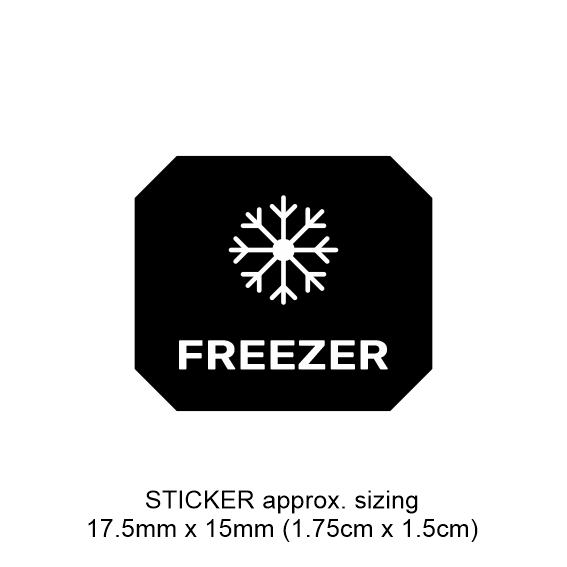 Black and white freezer label with snowflake icon and text on a white background suitable to customise your switch panel
