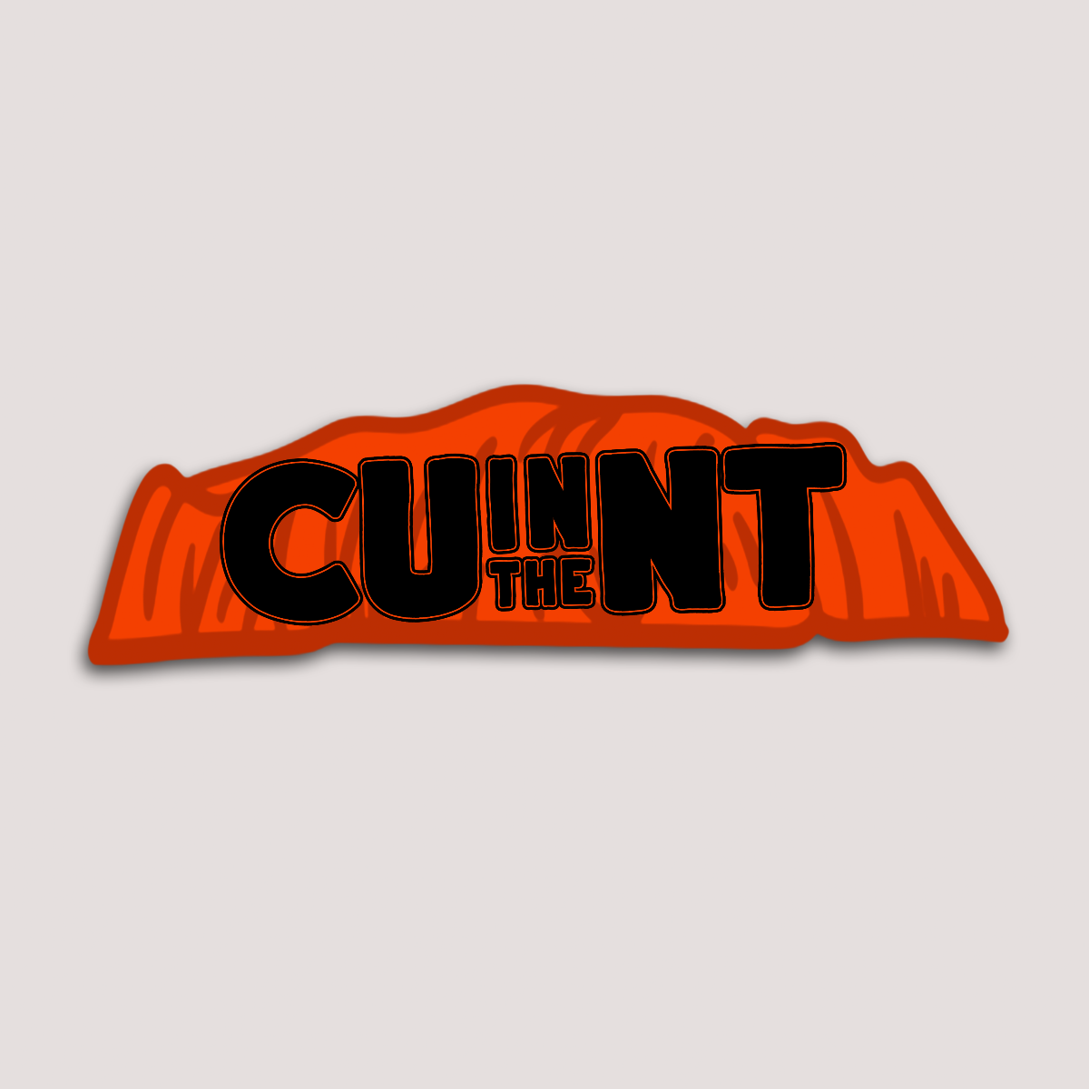 A sticker with a orange background and the text 'CU in the NT' in bold black letters.
