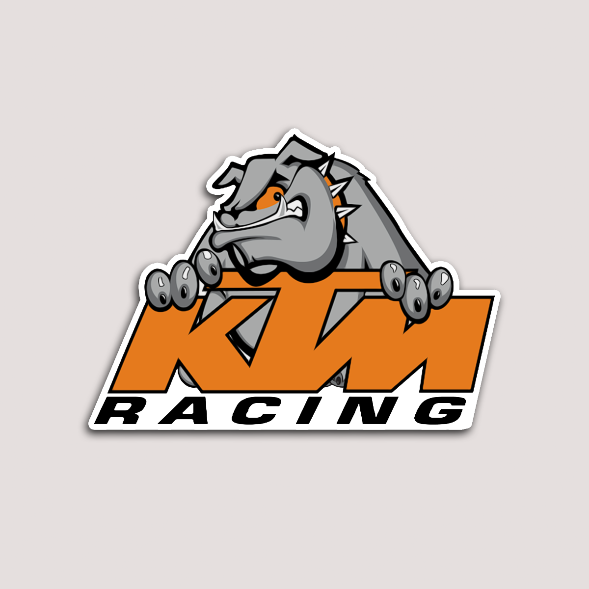 A sticker featuring a cartoonish bull with the text 'KT Racing' in orange and white colors.