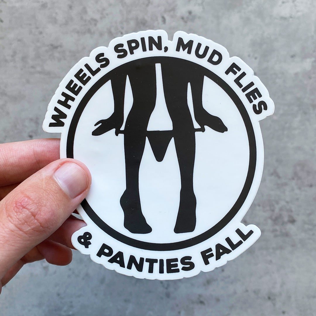 WHEELS SPIN MUD FLIES STICKER